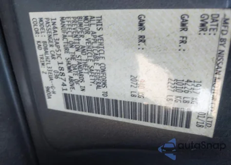 2018 Nissan Altima 2.5 Sr from USA, damaged, VIN 1N4AL3AP5JC188741